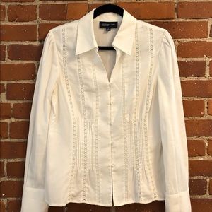 Jones New York Signature White Button Down Blouse